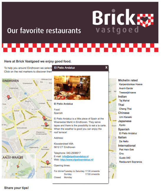 Detail pagina voor beste restaurants in Eindhoven.